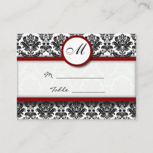 Black and Burgundy Damask Place Card Holder
