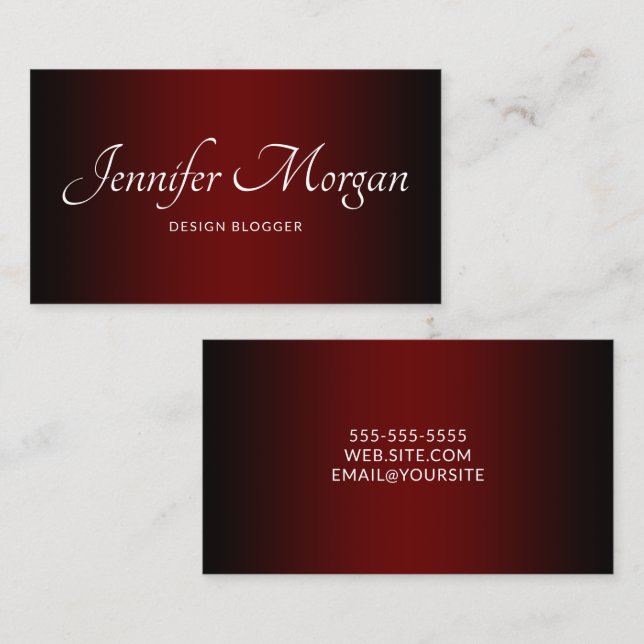 Black and Burgundy Elegant Ombre Business Card (Front/Back)