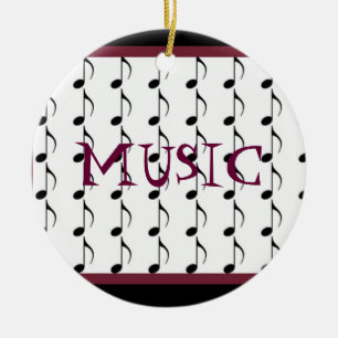 Black and Burgundy Musical Notes Ceramic Tree Decoration