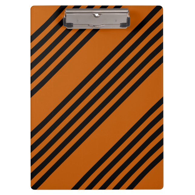 Black and burnt orange five stripe pattern clipboard (Front)