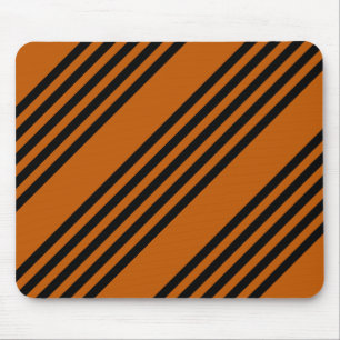 Black and burnt orange five stripe pattern mouse mat