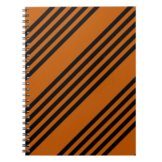 Black and burnt orange five stripe pattern notebook (Front)