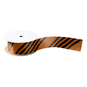 Black and burnt orange five stripe pattern satin ribbon
