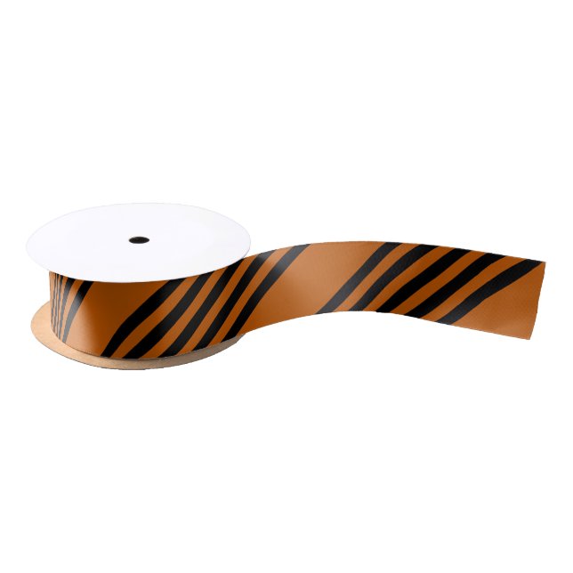 Black and burnt orange five stripe pattern satin ribbon (Spool)
