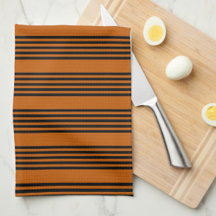 Black and burnt orange five stripe pattern tea towel