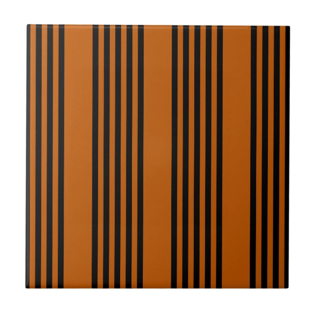 Black and burnt orange five stripe pattern tile (Front)