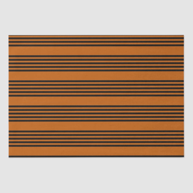 Black and burnt orange five stripe pattern tissue paper (Front)
