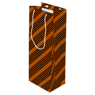 Black and burnt orange five stripe pattern wine gift bag