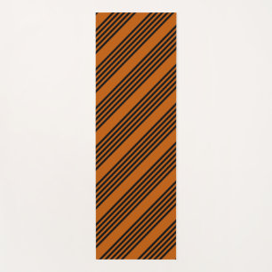Black and burnt orange five stripe pattern yoga mat