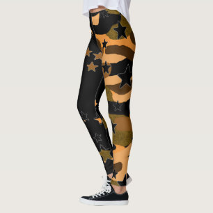 Black And Camo Star Leggings