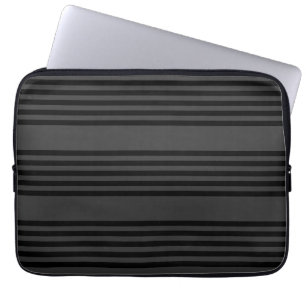 Black and charcoal five stripe pattern laptop sleeve