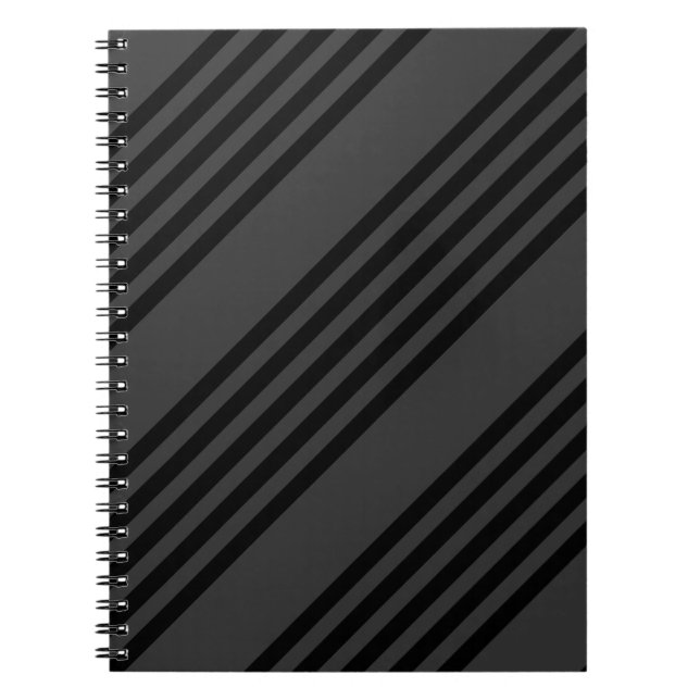 Black and charcoal five stripe pattern notebook (Front)