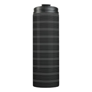 Black and charcoal five stripe pattern thermal tumbler