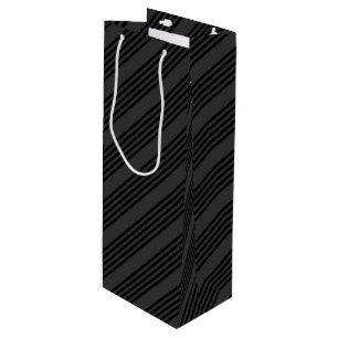 Black and charcoal five stripe pattern wine gift bag