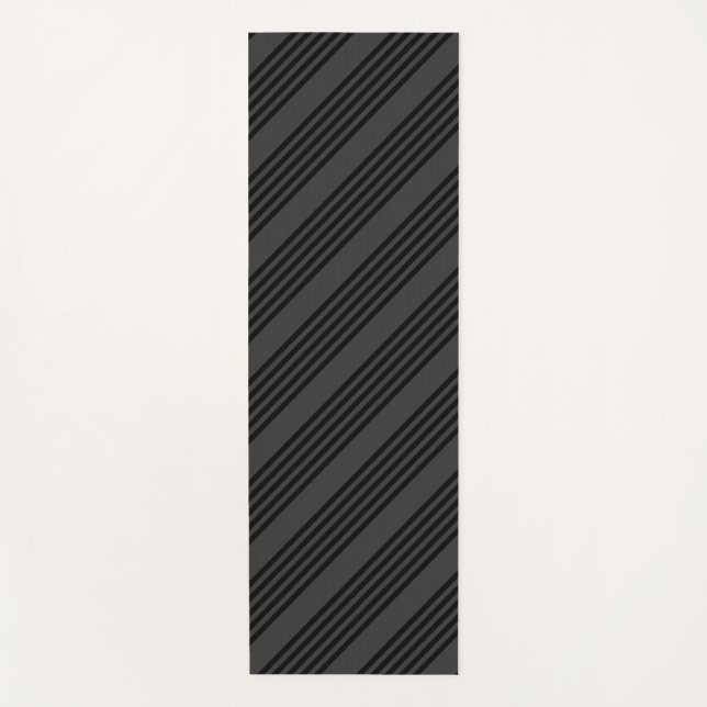 Black and charcoal five stripe pattern yoga mat (Front)