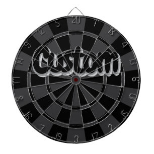 Black And Charcoal Gray Custom Text Dartboard