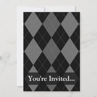 Black and Charcoal Grey Argyle Invitation