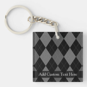 Black and Charcoal Grey Argyle Key Ring