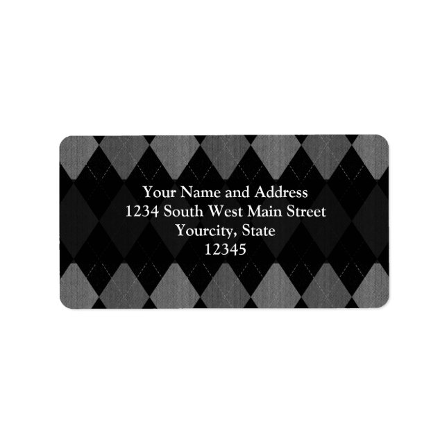 Black and Charcoal Grey Argyle Label (Front)