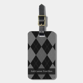Black and Charcoal Grey Argyle Luggage Tag