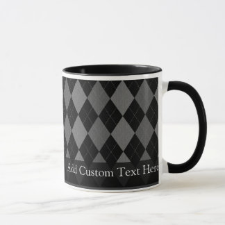 Black and Charcoal Grey Argyle Mug