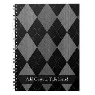 Black and Charcoal Grey Argyle Notebook