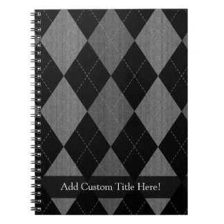 Black and Charcoal Grey Argyle Notebook