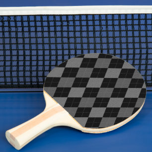 Black and Charcoal Grey Argyle Pattern Ping Pong Paddle