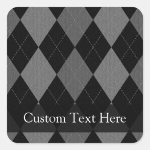 Black and Charcoal Grey Argyle Square Sticker