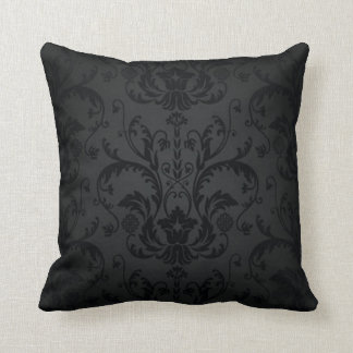 Black and Charcoal Seamless Floral Mojo Pillow