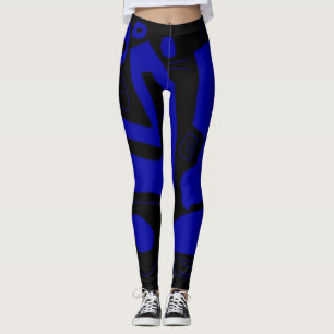 black and cobalt blue leggings