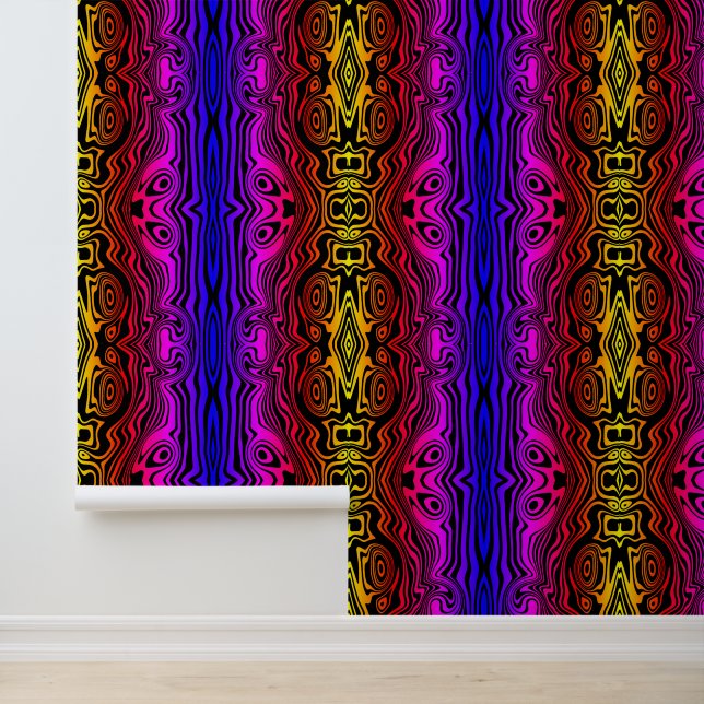 Black and Colourful Neon Abstract Pattern Wallpaper (Application)