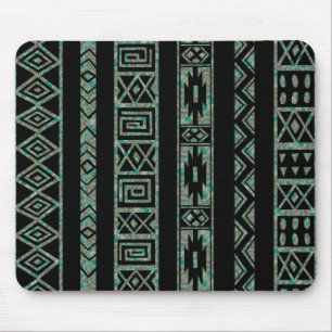 Black And Colourful Tribal Geometric Pattern 2 Mouse Mat