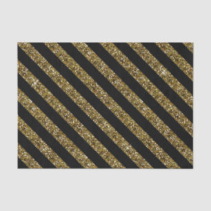 Black and Confetti Gold Stripes Tissue Paper