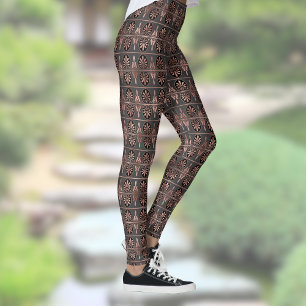 Black and Copper Art Deco Pattern Leggings