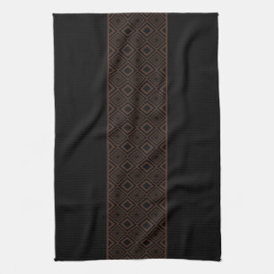 Black and Copper Diamond Pattern Tea Towel