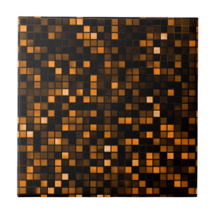 Black And Copper 'Meteor Shower' Squares Pattern Tile
