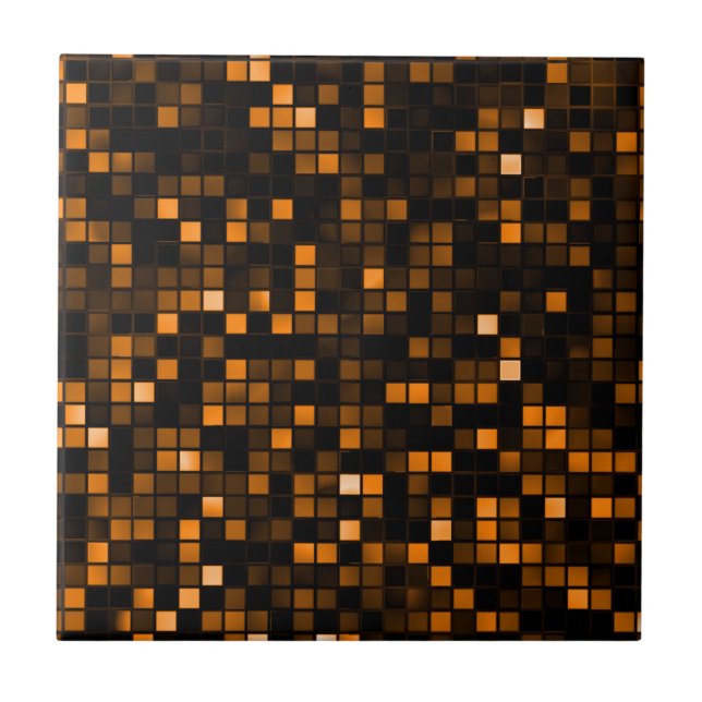 Black And Copper 'Meteor Shower' Squares Pattern Tile (Front)