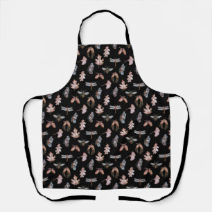 Black and copper nature print apron