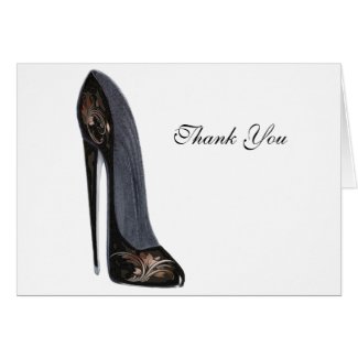 Black and Copper Stiletto Shoe Art Gifts Card