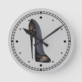Black and Copper Stiletto Shoe Art Wall Clock