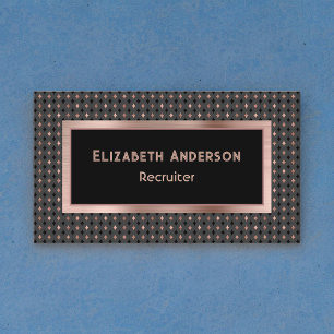Black and Coppery Faux Rose Gold Recruiter Elegant Business Card