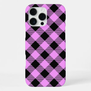 Black and Coral Checked iPhone 16 Pro Max Case