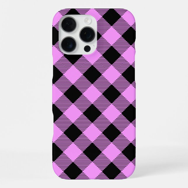 Black and Coral Checked iPhone Case (Back)