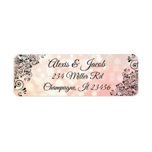 Black and Coral Elegant Script Return Labels