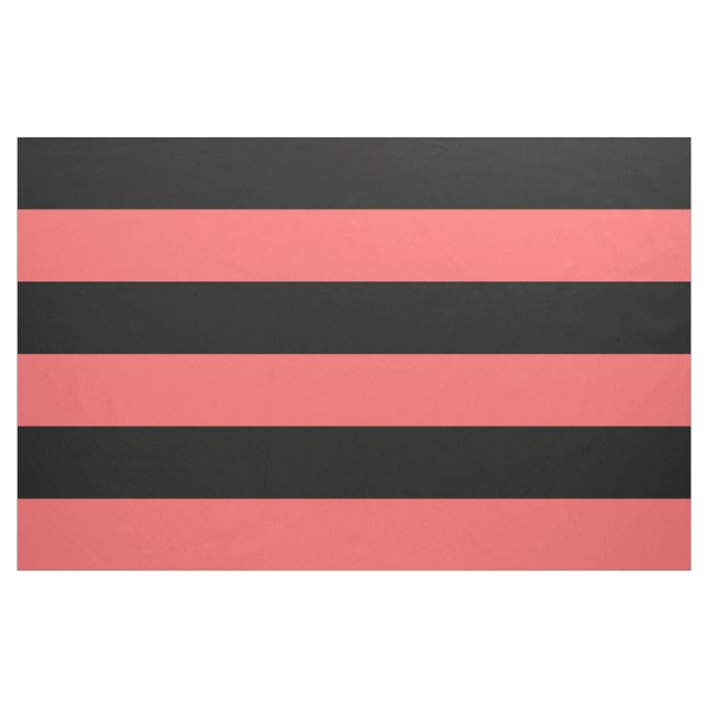 Black and Coral Wide Stripes Large Scale Fabric (Yard)