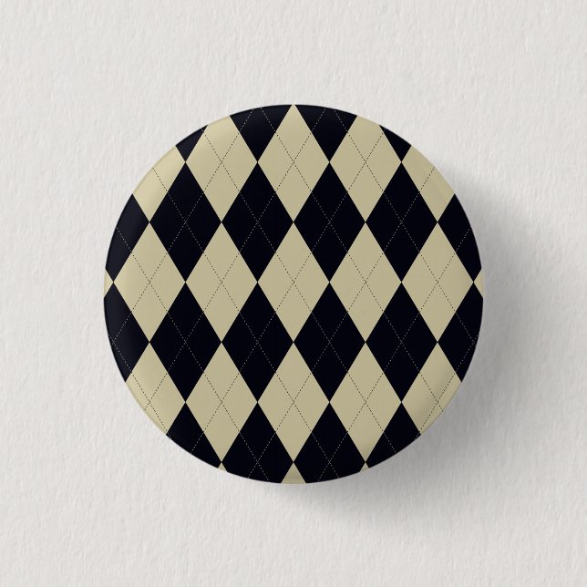 Black and Cream Argyle Button (Front)