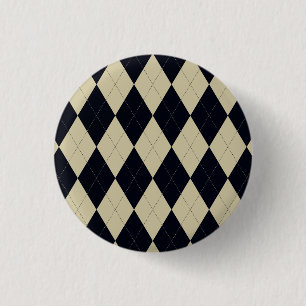 Black and Cream Argyle Button
