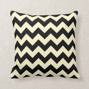 Black and Cream Chevron Zigzag Cushion