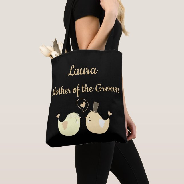 Black and Cream Cute Mother of the Groom Tote Bag (Close Up)